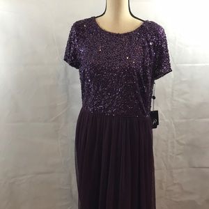 Adrianna Papell  long sequin dress NWT purple